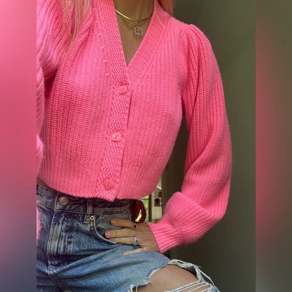 LoveShackFancy Sweaters - LOVE SHACK FANCY Avignon Cashmere/wool cropped cardigan like new M. Barbie pink!